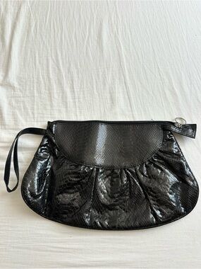 Lulu NYC Black alligator print Clutch